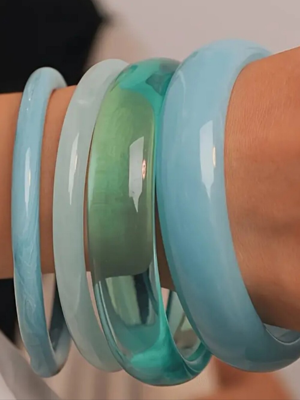 Blue & Teal Resin Bangle Set